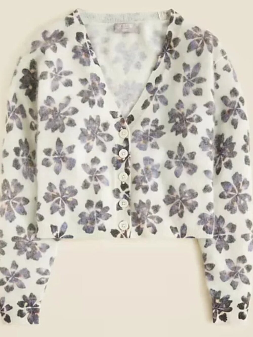 NWT J.crew Brushed cashmere party cardigan in Inky Flower print Sz S